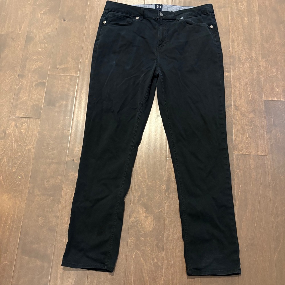 GAP Black Stretch Straight Leg‎ Pants Mens 38x32 Cotton Blend Casual Chino